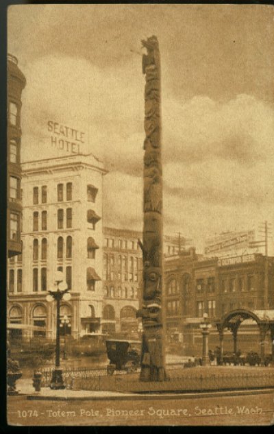 画像1: 絵葉書　1074- Totem Pole. Pioneer Square. Seattle, Wash