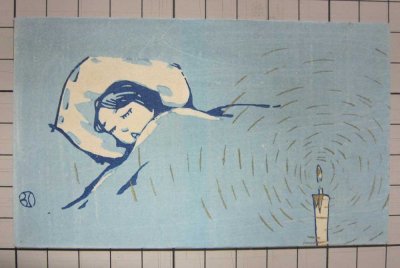 画像1: 京都さくら井屋 小林かいち 木版絵封筒 眠る乙女