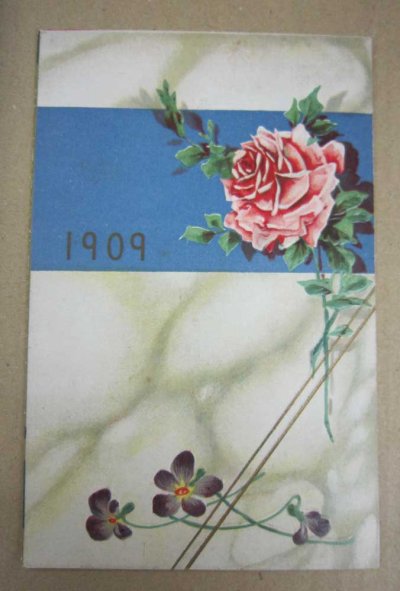 画像1: 戦前　イラスト　絵葉書　1909年　薔薇　花柄　アンティーク　ポストカード　おしゃれ