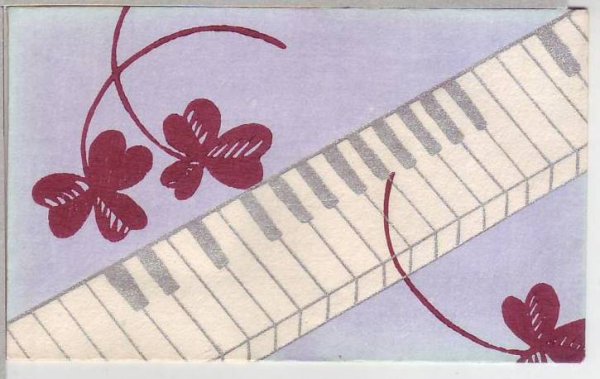 画像1: 京都さくら井屋 木版絵封筒 クローバーと鍵盤 (1)